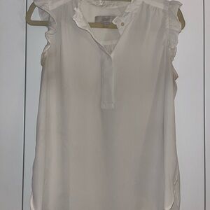 LOFT Cream Ruffle Sleeve Blouse